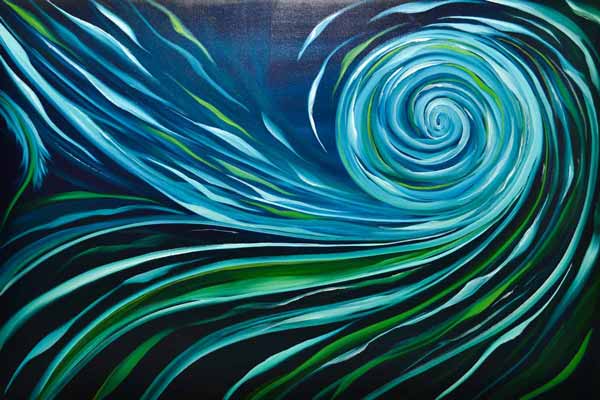 Seaweed Spiral Spiral abstract design in blue green and silver